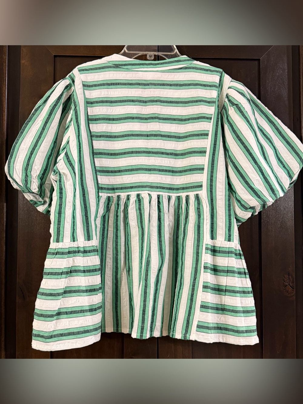THML Puff Sleeve Striped Babydoll Top Sz L - Picture 3 of 3